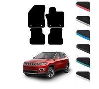 GCM - Car Floor Mats for Jeep Compass 2017 To Present Full Coverage Floor Protection - Anti Slip & Fit Car Mat with Clips Easy to Clean Car Carpet for All-Weather- Red Edging, Carpet