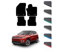 GCM - Car Floor Mats for Jeep Compass 2017 To Present Full Coverage Floor Protection - Anti Slip & Fit Rubber Car Mats with Clips Easy to Clean Heavy Duty for All-Weather- Black Edging, Rubber
