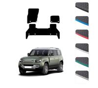 GCM - Car Floor Mats for Land Rover Defender 110 5 Seat One Piece Rear 2020+ Full Floor Protection - Anti Slip Rubber Car Mats with Clips Easy to Clean Heavy Duty for All-Weather- Black Edging, Rubber