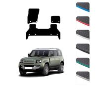 GCM - Car Floor Mats for Land Rover Defender 110 5 Seat One Piece Rear 2020+ Full Floor Protection - Anti Slip Rubber Car Mats with Clips Easy to Clean Heavy Duty for All-Weather- Blue Edging, Rubber