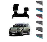 GCM - Car Floor Mats for Land Rover Defender 110 5 Seat One Piece Rear 2020+ Full Floor Protection - Anti Slip Rubber Car Mats with Clips Easy to Clean Heavy Duty for All-Weather- Grey Edging, Rubber
