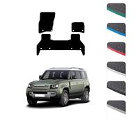 GCM - Car Floor Mats for Land Rover Defender 110 5 Seat One Piece Rear 2020+ Full Floor Protection - Anti Slip Rubber Car Mats with Clips Easy to Clean Heavy Duty for All-Weather- Green Edging, Rubber