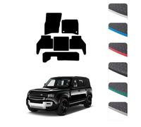 GCM - Car Floor Mats for Land Rover Defender 110 (7 seat) 2020 To Present - Anti Slip & Fit Rubber Car Mats with Clips Easy to Clean Heavy Duty for All-Weather- White Edging, Rubber