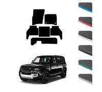 GCM - Car Floor Mats for Land Rover Defender 110 (7 seat) 2020 To Present - Anti Slip & Fit Rubber Car Mats with Clips Easy to Clean Heavy Duty for All-Weather- Blue Edging, Rubber