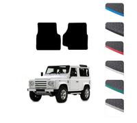 GCM - Car Floor Mats for Land Rover Defender 90 & 110 1983-2016 Full Floor Protection - Anti Slip & Fit Rubber Car Mats with Clips Easy to Clean Heavy Duty for All-Weather- Blue Edging, Rubber