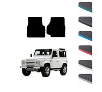 GCM - Car Floor Mats for Land Rover Defender 90 & 110 1983-2016 Full Floor Protection - Anti Slip & Fit Rubber Car Mats with Clips Easy to Clean Heavy Duty for All-Weather- Green Edging, Rubber