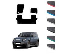 GCM - Car Floor Mats for Land Rover Defender 90 3dr SWB 2020 To Present - Anti Slip & Fit Rubber Car Mats with Clips Easy to Clean Heavy Duty for All-Weather- Red Edging, Rubber