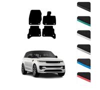 GCM - Car Floor Mats for Land Rover Range Rover Sport 2023+ Full Coverage Floor Protection - Anti Slip & Fit Car Mat with Clips Easy to Clean Car Carpet for All-Weather- Black Edging, Carpet