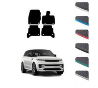 GCM - Car Floor Mats for Land Rover Range Rover Sport 2023+ Full Coverage Floor Protection - Anti Slip & Fit Rubber Car Mats with Clips Easy to Clean Heavy Duty for All-Weather- White Edging, Rubber