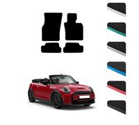 GCM - Car Floor Mats for Mini Convertible (F57) 2016-2024 Full Coverage Floor Protection - Anti Slip & Fit Car Mat with Clips Easy to Clean Car Carpet for All-Weather- White Edging, Carpet