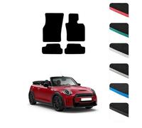GCM - Car Floor Mats for Mini Convertible (F57) 2016-2024 Full Coverage Floor Protection - Anti Slip & Fit Car Mat with Clips Easy to Clean Car Carpet for All-Weather- Red Edging, Carpet