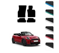 GCM - Car Floor Mats for Mini Convertible (F57) 2016-2024 Full Coverage Floor Protection - Anti Slip & Fit Car Mat with Clips Easy to Clean Car Carpet for All-Weather- Blue Edging, Carpet