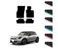 GCM - Car Floor Mats for Mini Cooper 2024+ (F66) 3 Door (also for Cooper S) Full Floor Protection - Anti Slip & Fit Car Mat with Clips Easy to Clean Car Carpet for All-Weather- White Edging, Carpet