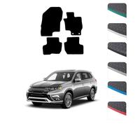 GCM - Car Floor Mats for Mitsubishi Outlander PHEV 2014 To Present Full Coverage Floor Protection - Anti Slip & Fit Car Mat with Clips Easy to Clean Car Carpet for All-Weather (Green Edging, Rubber)