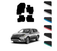 GCM - Car Floor Mats for Mitsubishi Outlander PHEV 2014 To Present Full Coverage Floor Protection - Anti Slip & Fit Car Mat with Clips Easy to Clean Car Carpet for All-Weather (White Edging, Carpet)