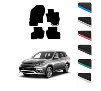 GCM - Car Floor Mats for Mitsubishi Outlander PHEV 2014 To Present Full Coverage Floor Protection - Anti Slip & Fit Car Mat with Clips Easy to Clean Car Carpet for All-Weather (Blue Edging, Carpet)