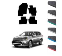 GCM - Car Floor Mats for Mitsubishi Outlander PHEV 2014 To Present Full Coverage Floor Protection - Anti Slip & Fit Car Mat with Clips Easy to Clean Car Carpet for All-Weather (Black Edging, Rubber)
