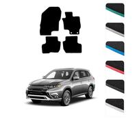 GCM - Car Floor Mats for Mitsubishi Outlander PHEV 2014 To Present Full Coverage Floor Protection - Anti Slip & Fit Car Mat with Clips Easy to Clean Car Carpet for All-Weather (Green Edging, Carpet)