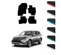 GCM - Car Floor Mats for Mitsubishi Outlander PHEV 2014 To Present Full Coverage Floor Protection - Anti Slip & Fit Car Mat with Clips Easy to Clean Car Carpet for All-Weather (Red Edging, Carpet)