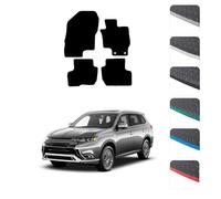 GCM - Car Floor Mats for Mitsubishi Outlander PHEV 2014 To Present Full Coverage Floor Protection - Anti Slip & Fit Car Mat with Clips Easy to Clean Car Carpet for All-Weather (Grey Edging, Rubber)