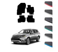 GCM - Car Floor Mats for Mitsubishi Outlander PHEV 2014 To Present Full Coverage Floor Protection - Anti Slip & Fit Car Mat with Clips Easy to Clean Car Carpet for All-Weather (Red Edging, Rubber)