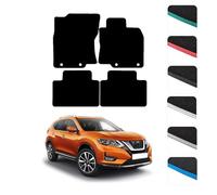GCM - Car Floor Mats for Nissan X-Trail 2014 To 2022 Full Coverage Floor Protection - Anti Slip & Fit Rubber Car Mats with Clips Easy to Clean Heavy Duty for All-Weather Green Edging, Carpet