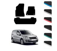 GCM - Car Floor Mats for Peugeot Partner Tepee People Carrier 2008-2019 - Anti Slip & Fit Car Mat with Clips Easy to Clean Car Carpet for All-Weather- Blue Edging, Carpet