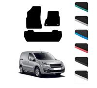 GCM - Car Floor Mats for Peugeot Partner Tepee People Carrier 2008-2019 - Anti Slip & Fit Car Mat with Clips Easy to Clean Car Carpet for All-Weather- Green Edging, Carpet