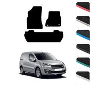 GCM - Car Floor Mats for Peugeot Partner Tepee People Carrier 2008-2019 - Anti Slip & Fit Car Mat with Clips Easy to Clean Car Carpet for All-Weather- Red Edging, Carpet