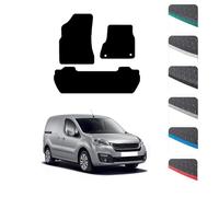 GCM - Car Floor Mats for Peugeot Partner Tepee People Carrier 2008-2019 - Anti Slip & Fit Rubber Car Mats with Clips Easy to Clean Heavy Duty for All-Weather- Green Edging, Rubber