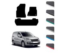 GCM - Car Floor Mats for Peugeot Partner Tepee People Carrier 2008-2019 - Anti Slip & Fit Rubber Car Mats with Clips Easy to Clean Heavy Duty for All-Weather- White Edging, Rubber