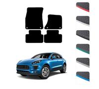GCM - Car Floor Mats for Porsche Macan 2016 To Present Full Coverage Floor Protection - Anti Slip & Fit Rubber Car Mats with Clips Easy to Clean Heavy Duty for All-Weather- Red Edging, Rubber