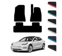 GCM - Car Floor Mats for Tesla Model 3 2021 To Present Full Coverage Floor Protection - Anti Slip & Fit Car Mat Easy to Clean Car Carpet for All-Weather- Red Edging, Carpet