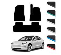 GCM - Car Floor Mats for Tesla Model 3 2021 To Present Full Coverage Floor Protection - Anti Slip & Fit Car Mats Easy to Clean Car Carpet for All-Weather- Black Edging, Carpet