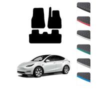 GCM - Car Floor Mats for Tesla Model Y 2022 to Present Full Coverage Floor Protection - Anti Slip & Fit Rubber Car Mats with Clips Easy to Clean Heavy Duty for All-Weather- Black Edging, Rubber