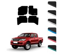 GCM - Car Floor Mats for Toyota Hilux Double Cab 2011-2016 Full Coverage Floor Protection - Anti Slip & Fit Car Mat with Clips Easy to Clean Car Carpet for All-Weather- Black Edging, Carpet