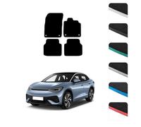 GCM - Car Floor Mats for Volkswagen ID.5 2022 to Present Full Coverage Floor Protection - Anti Slip & Fit Car Mat with Clips Easy to Clean Car Carpet for All-Weather- White Edging, Carpet