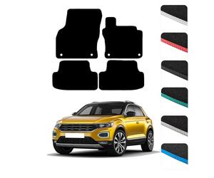 GCM - Car Floor Mats for Volkswagen T-Roc 2017 To Present Full Coverage Floor Protection - Anti Slip & Fit Rubber Car Mats with Clips Easy to Clean Heavy Duty for All-Weather- White Edging, Rubber