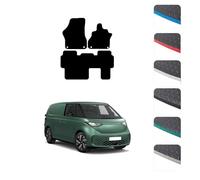 GCM - Car Floor Mats for VW ID Buzz MPV 2022+(2 Piece Front & 1 Piece Rear) Full Floor Protection -Anti Slip Rubber Car Mats with Clips Easy to Clean Heavy Duty For All-Weather-(Blue Edging, Rubber)