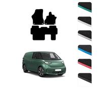 GCM - Car Floor Mats for VW ID Buzz MPV 2022+(2 Piece Front &1 Piece Rear) Full Floor Protection - Anti Slip Car Mat with Clips Easy to Clean Car Carpet for All-Weather- (Green Edging, Carpet)