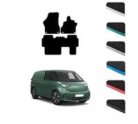 GCM - Car Floor Mats for VW ID Buzz MPV 2022+(2 Piece Front &1 Piece Rear) Full Floor Protection - Anti Slip Car Mat with Clips Easy to Clean Car Carpet for All-Weather- (White Edging, Carpet)