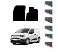 GCM - Van Floor Mats for Toyota PROACE City Van 2021 To Present - Anti Slip & Fit Rubber Van Mats with Clips Easy to Clean Heavy Duty for All-Weather- Blue Edging, Rubber