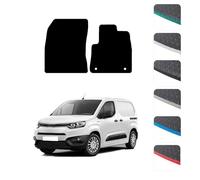 GCM - Van Floor Mats for Toyota PROACE City Van 2021 To Present - Anti Slip & Fit Rubber Van Mats with Clips Easy to Clean Heavy Duty for All-Weather- Green Edging, Rubber