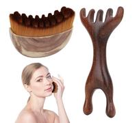 GCNWW 2Pack Lymphatic Drainage Brush, Multifunctional Lymphatic Face Brush with 2-In-1 Sandalwood Head Wooden Comb with Wide Tooth, Lymphatic Drainage Massager for Face & Body