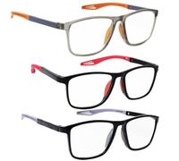 GCNWW 3 Pack TR90 Sports Reading Glasses 1.0 for Women and Men, Practical Blue Light Blocking Glasses with Comfortable Lightweight Flexible Frame for Sports, Reading, Work(1.0 Dioptres)