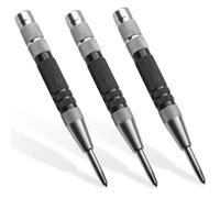 GCNWW 3 Pcs Black Automatic Center Punch, Steel Adjustable One-Handed Spring Impact Loaded Center Hole Punch, Metal Hole Punch Hand Push Tools for Machinists Glass Wood Thin Steel Sheets and More