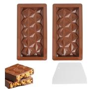 GCNWW 3 PCS for Dubai Chocolate Mould Kit - Reusable Deep Silicone Chocolate Bar Moulds, for Baking, DIY Pistachio/Nut Chocolates, Christmas Gifts - 2 PCS Chocolates Moulds with 1PCS Scraper