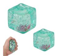 GCNWW Ice Cube Squishy Fidget Toys Combo, 2PCS 1x5cm & 1x3cm Mini Stress Relief Squishy Cube Reusable Sensory Toys for Daily Relaxation & Focus for Sensory Toy Lovers