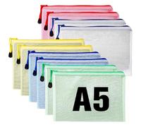 GCNWW Plastic Wallets 10Pcs A5 Zip Lock Bags Thickened PVC Waterproof Document Wallets for School Company Office Files Home Homework Travel Organiser (5 Colours)