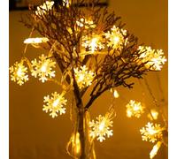 GCNWW Snowflack Fairy Lights Battery Operated, 20Ft 6M 40 LED Batterypowered String Lights with 2 Modes, Practical Christmas Decorations for Outdoor Indoor Party New Year Christmas Tree Wedding